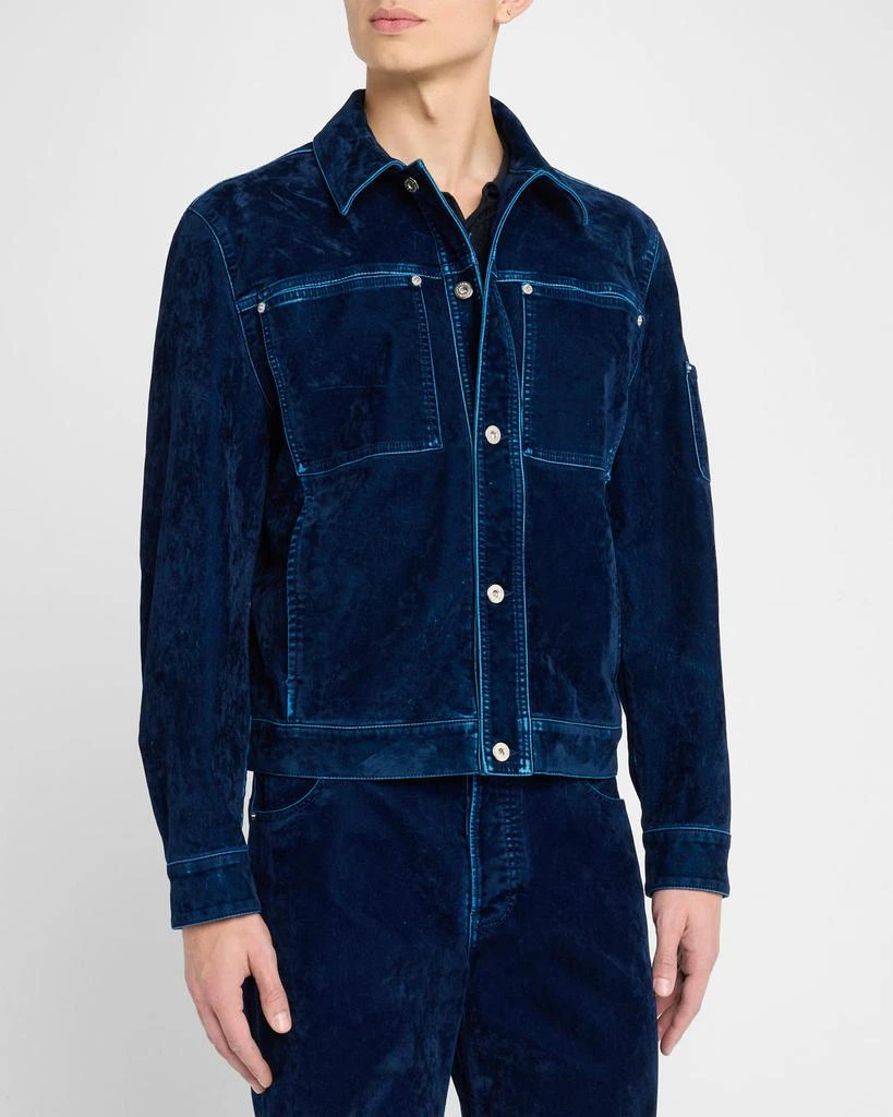 Salvatore Ferragamo Men's Flocked Velvet Denim Jacket 4