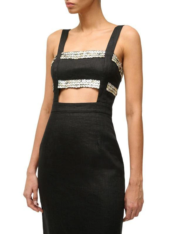 Staud Mickey Linen Embellished Maxi Dress 4