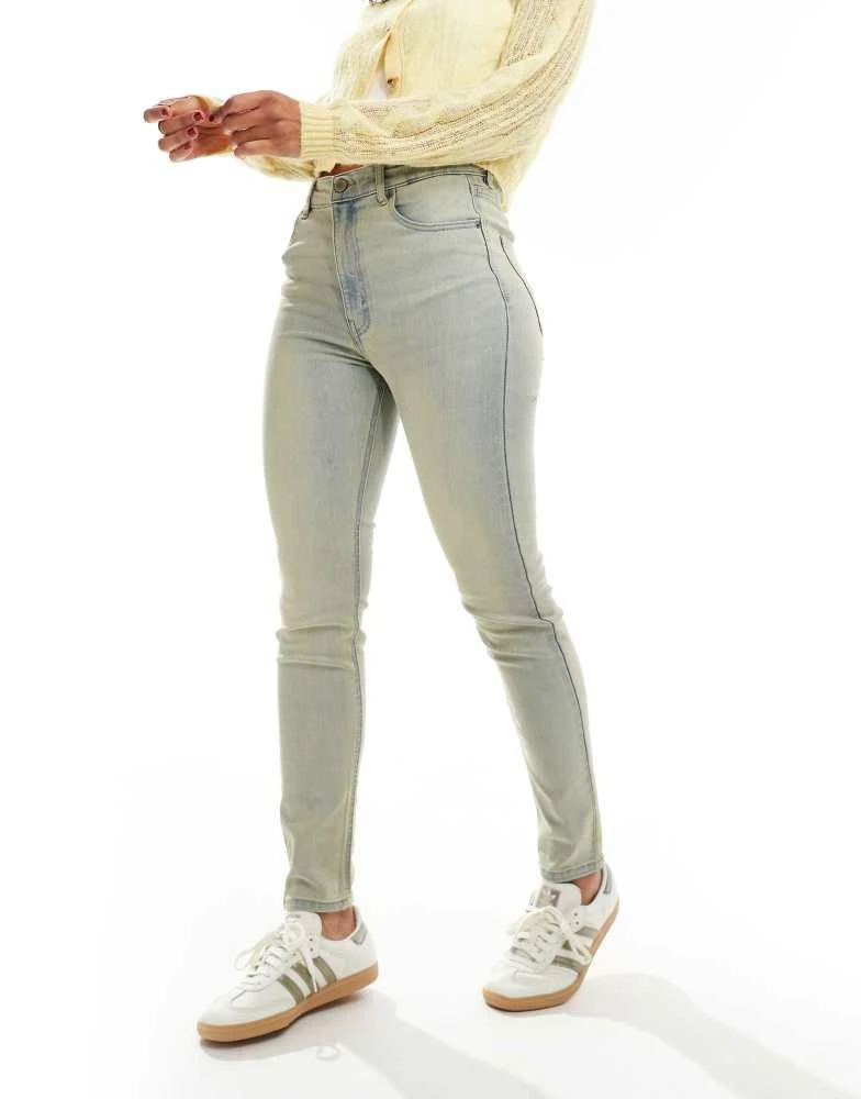 Pull&Bear Pull&Bear high rise skinny jeans in dirty blue 1