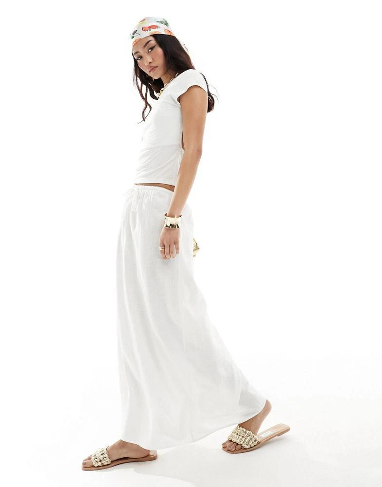 Cotton:On Cotton On maxi slip skirt in linen look white 1