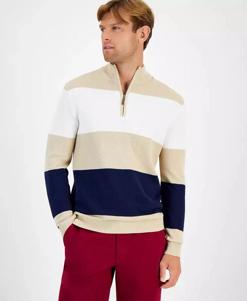 Club Room Men's Bold Stripe Quarter-Zip Sweater, Created for Macy's 1