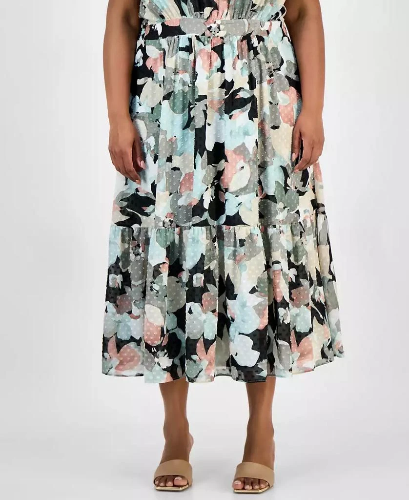 Kasper Plus Size Textured Printed Midi Dress 4