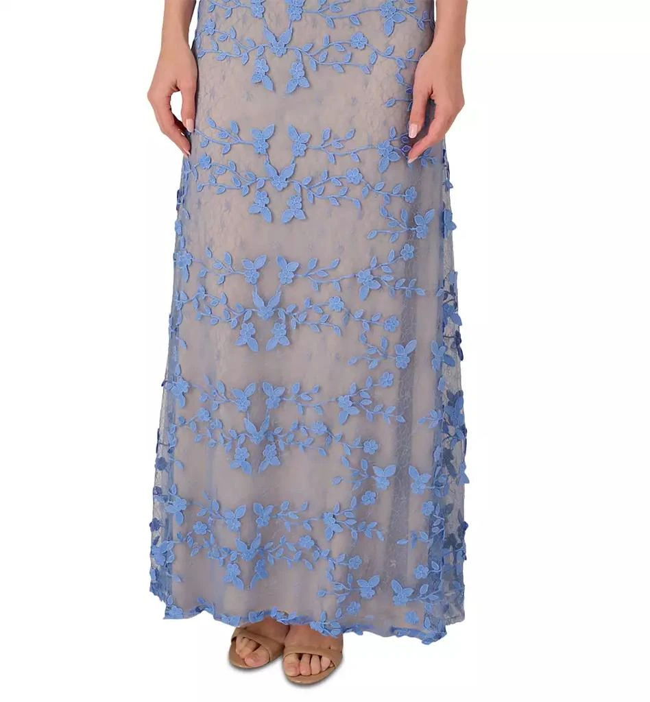 Adrianna Papell Women's V-Neck Embroidered Lace Gown 2