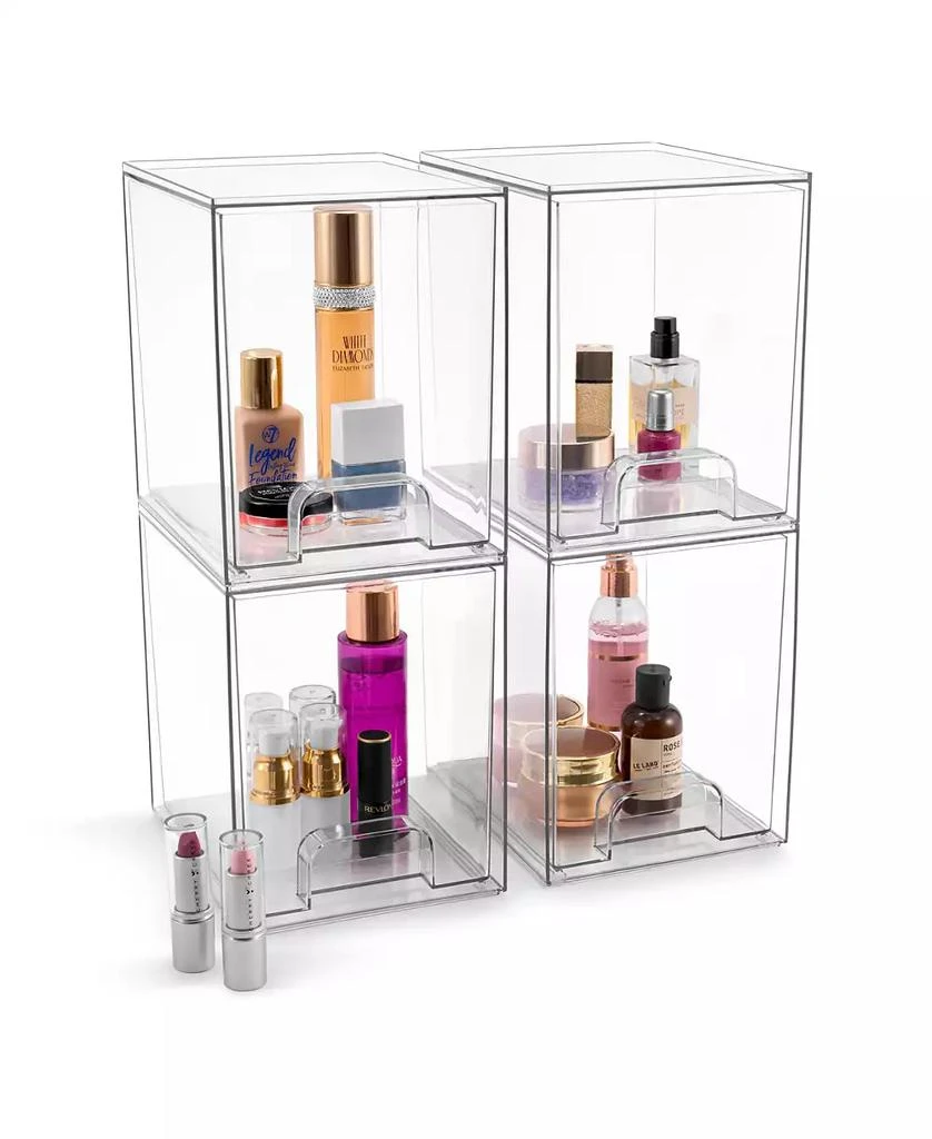 Sorbus 4 Pack Clear Acrylic Drawer Organizers - Makeup Case Pull-Out Drawers (7.6   Tall)