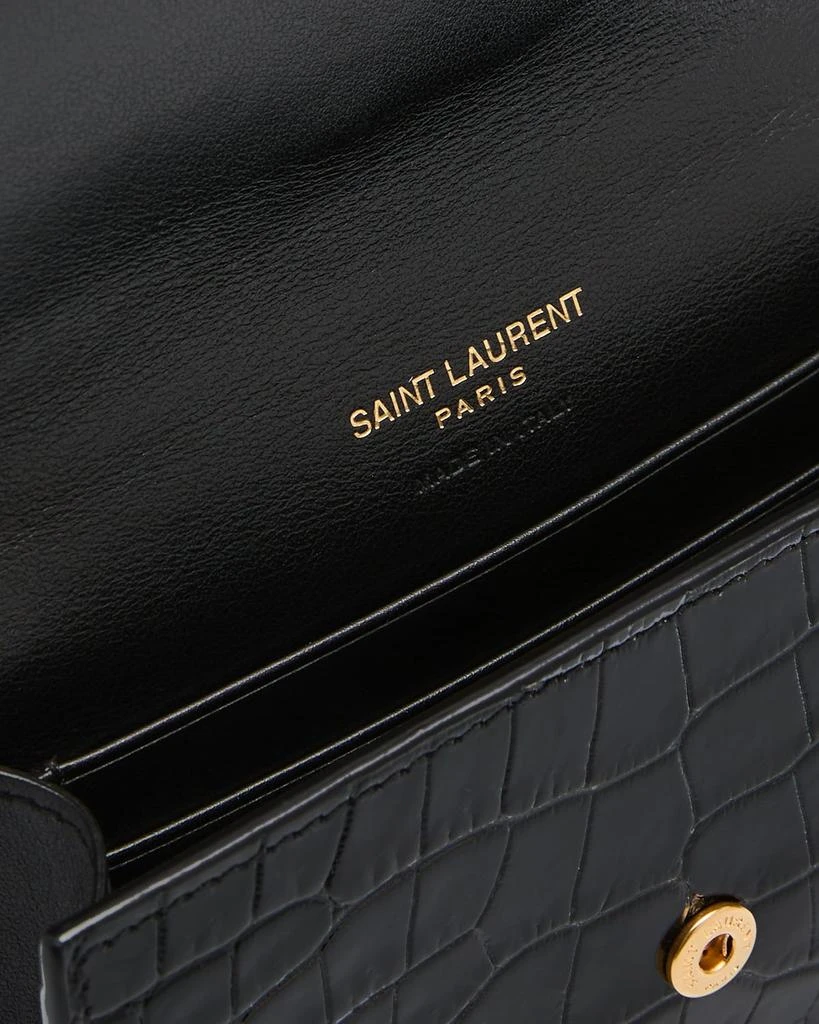 Yves Saint Laurent YSL Monogram Small Wallet on Chain in Croc-Embossed Leather 4