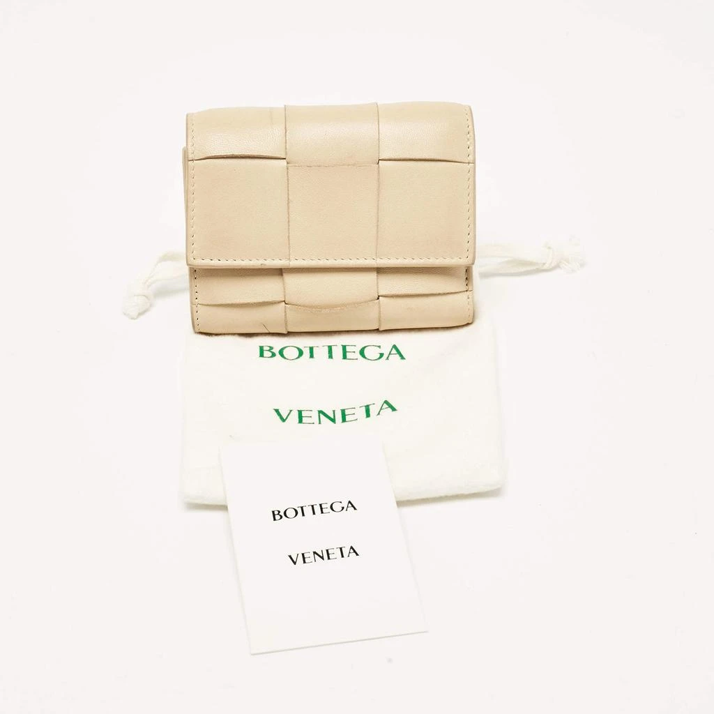 Bottega Veneta Bottega Veneta Beige Leather Intrecciato Cassette Zip Trifold Wallet 11