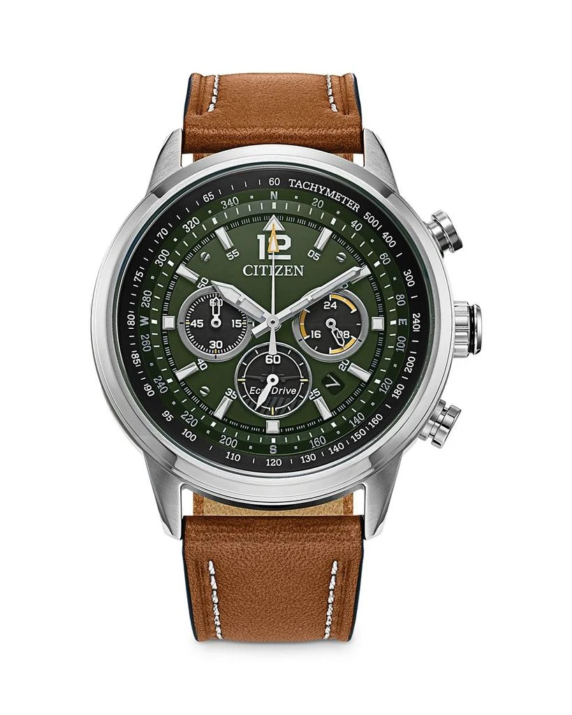 Citizen Eco-Drive Avion Chronograph Leather Strap Watch, 44mm 1