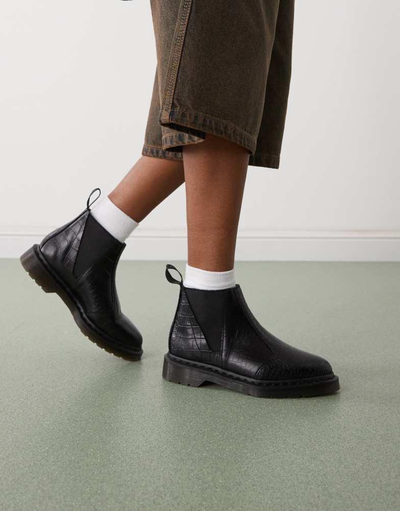 Shop Dr Martens II Bianca Croco Chelsea boot in black on Sale at