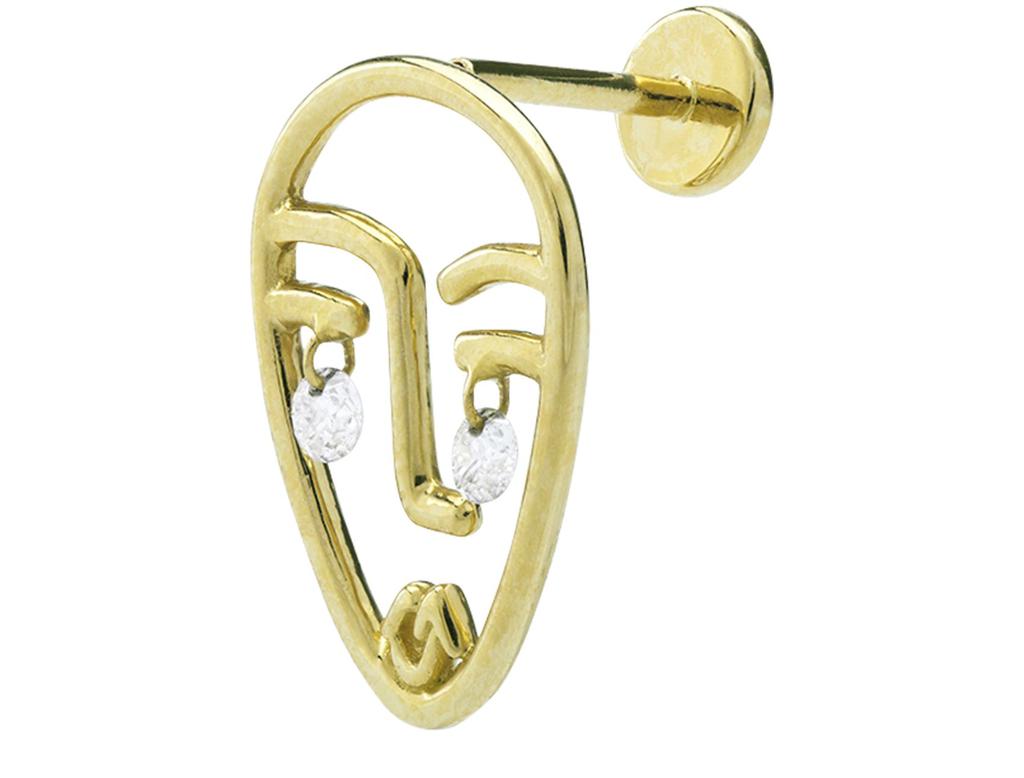 Persée Single piercing mini face 2 diamonds