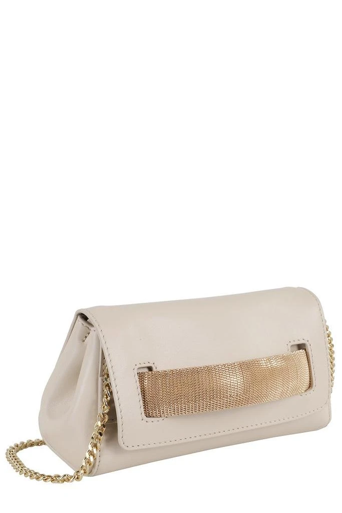 ORCIANI Smooth Leather Clutch With Removable Chain Strap 2