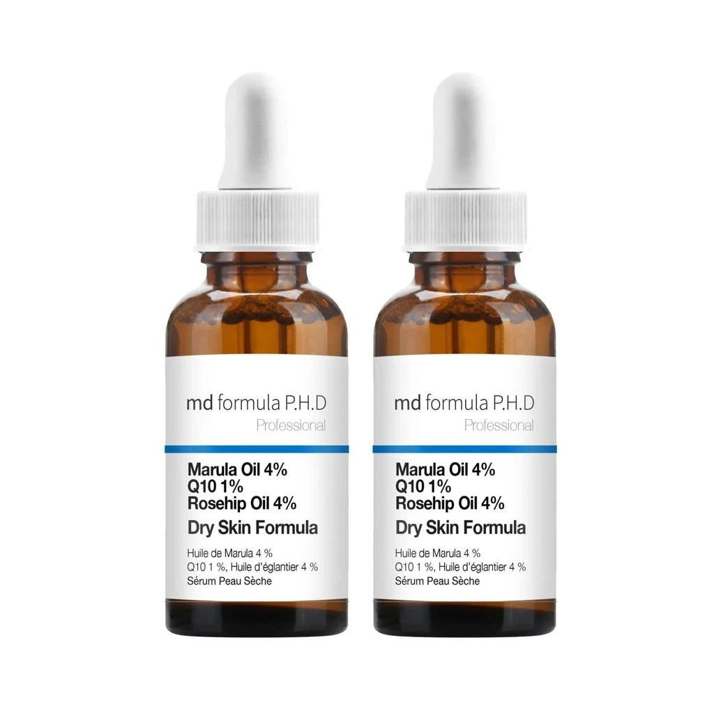 MD Formula Dry Skin Serum Marula Oil 4%, Q10 1%, Rosehip Oil 4% 30ml Twin Value Savings Pack