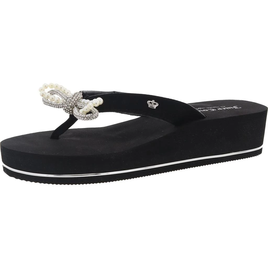 Juicy Couture Crepe Womens Rhinestone Bow Platform Sandals 4