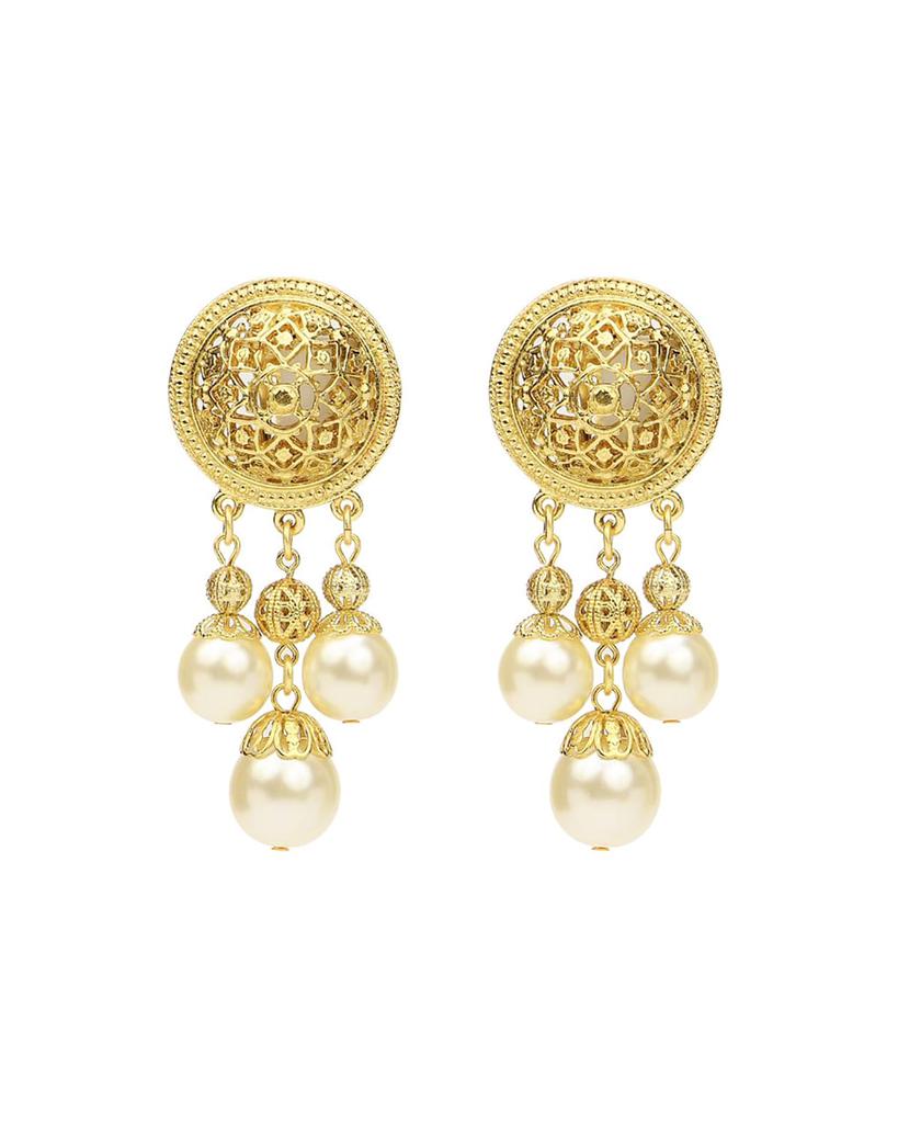 BEN-AMUN Pearly Dangle Clip Earrings