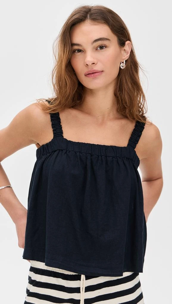 Stateside Linen Ruched Shoulder Tank 1