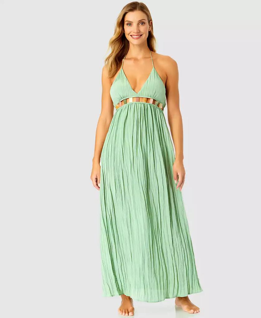 Shop Women's V-Neck Jewel Halter Maxi Cover-Up Dress on Sale
