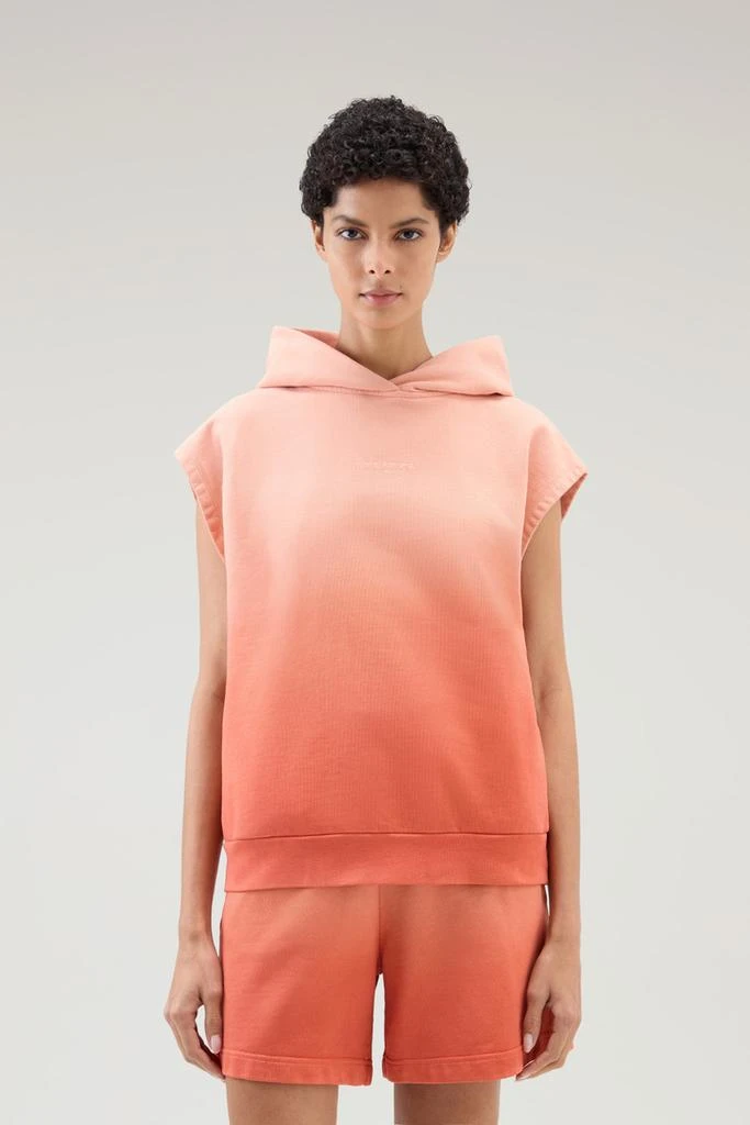 WOOLRICH Sleeveless Hoodie in Garment-Dyed Pure Cotton - Women - Pink 1