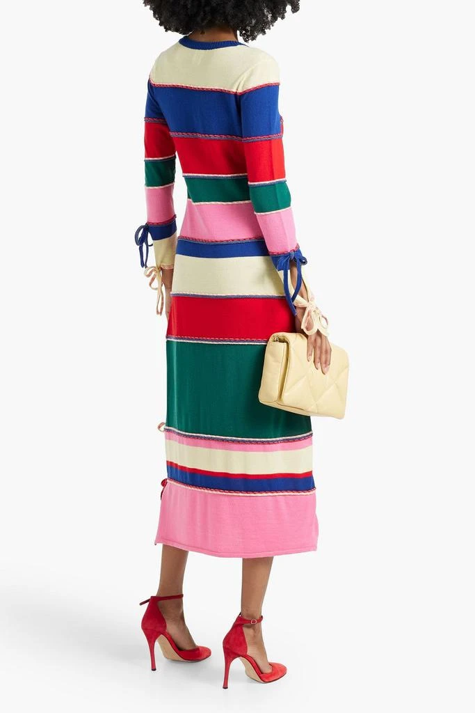 Rosie Assoulin Bow-detailed striped wool midi dress 3