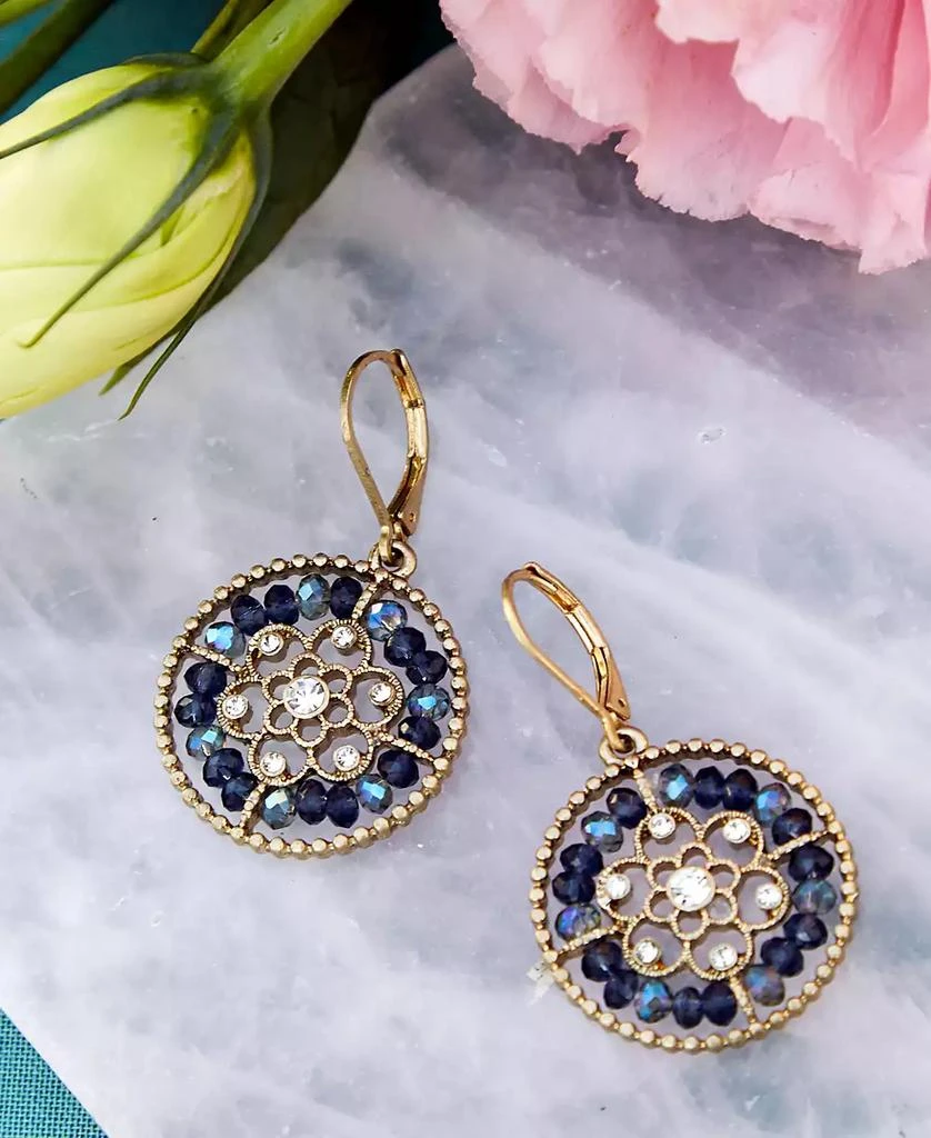 Lonna & Lilly Gold-Tone Crystal & Bead Openwork Drop Earrings 3