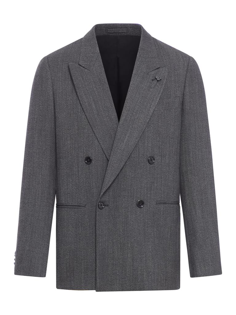 LARDINI Double-breasted Jacket In Wool Blend