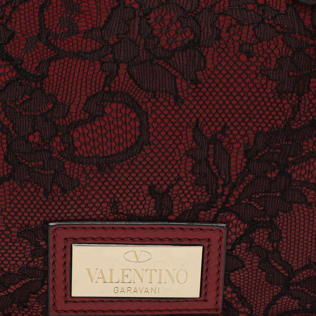 Valentino Valentino Dark Red/Black Leather and Lace Bow Tote 5