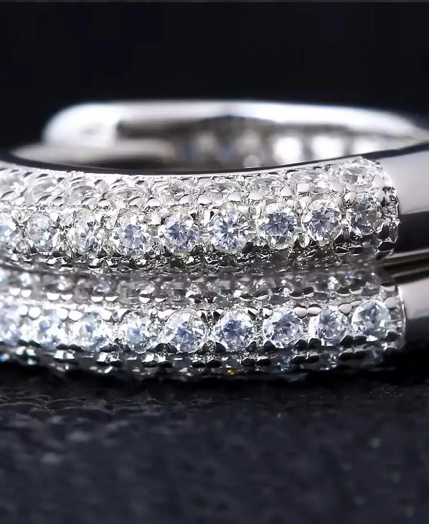 Rhona Sutton Men
s Cubic Zirconia Iced Valor Hoop Earrings in Sterling Silver 3