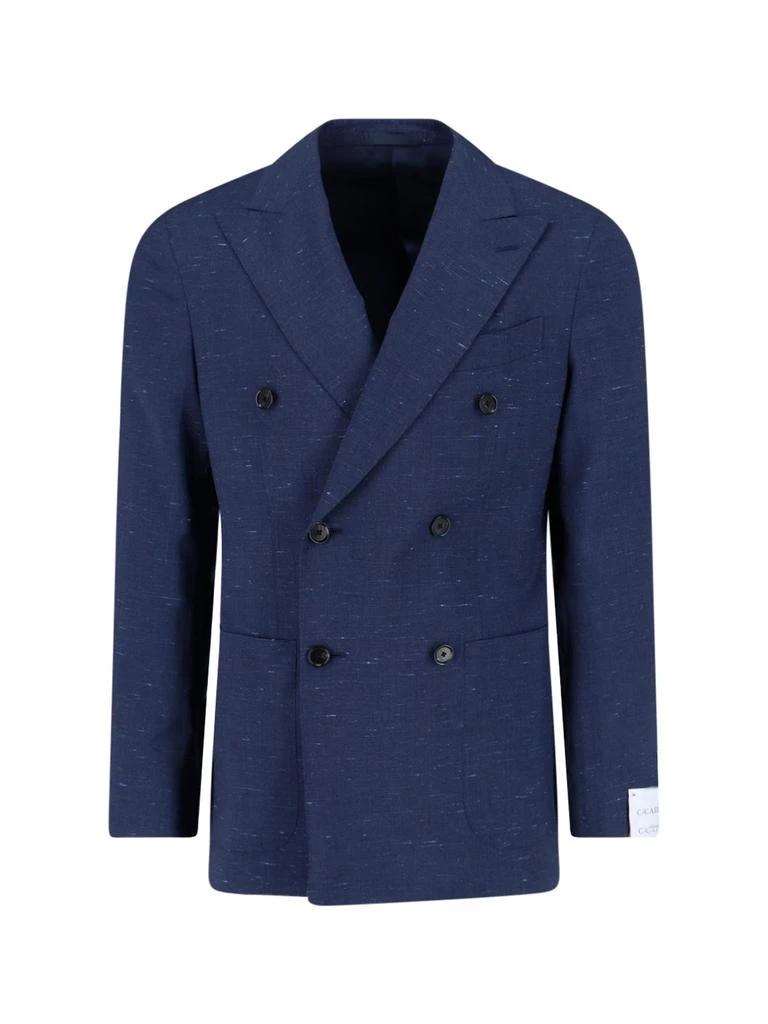 CARUSO Double-Breasted Wool And Silk Blazer, Blue