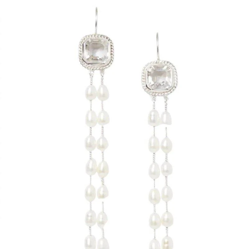 Chan Luu Women's Geneva Pearl Cascading Earrings In Crystal 1