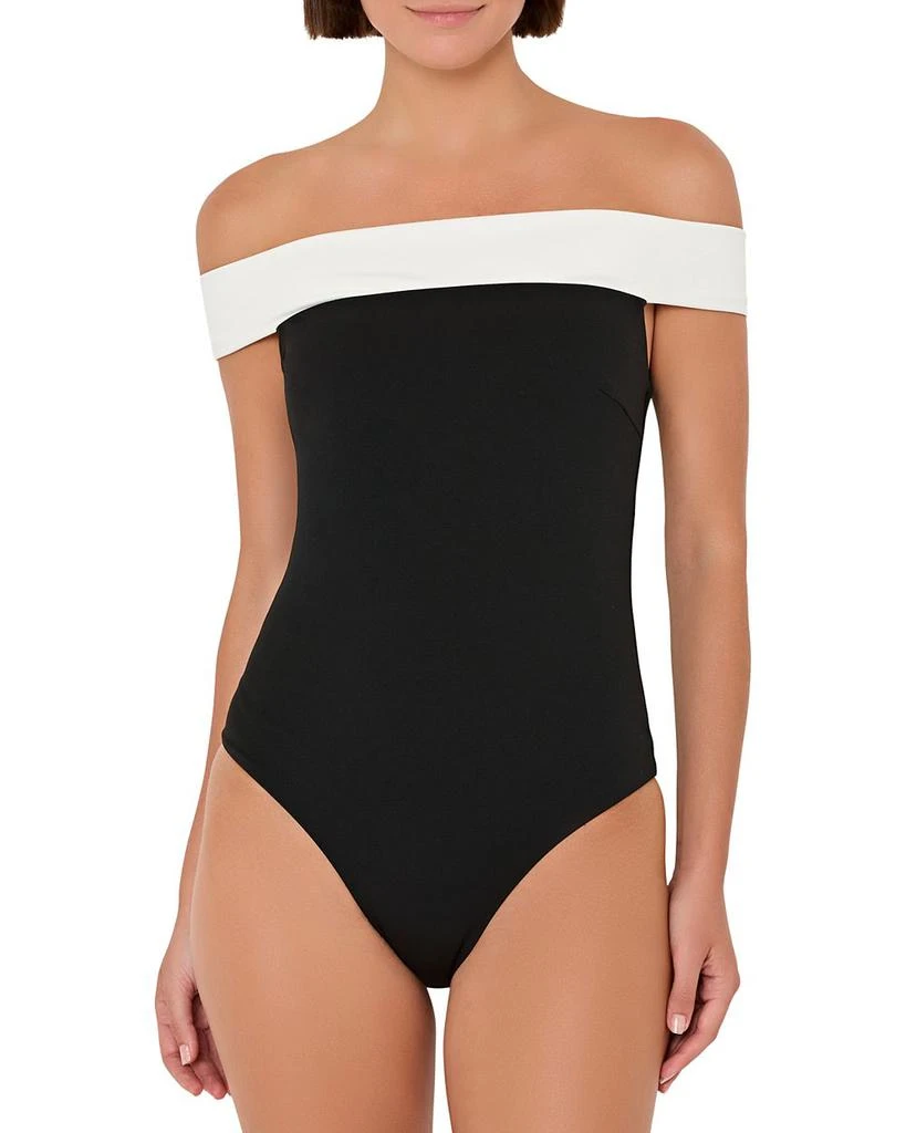 Milly Solid Off-the-Shoulder One Piece Swimsuit 1
