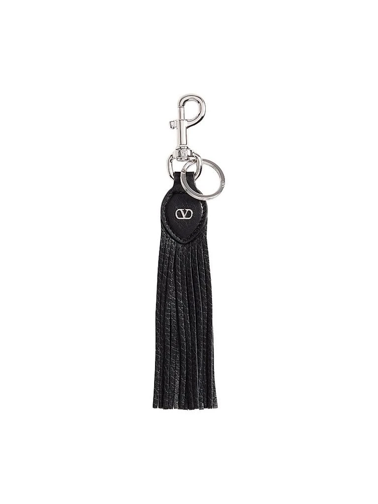 Valentino VLogo Signature Key Ring in Grainy Calfskin and Metal