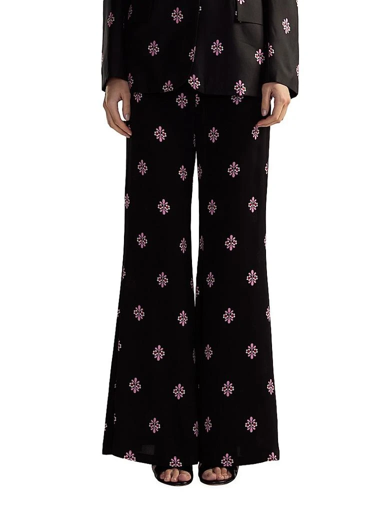 Cynthia Rowley Floral Twill High-Waist Flared Pants 1