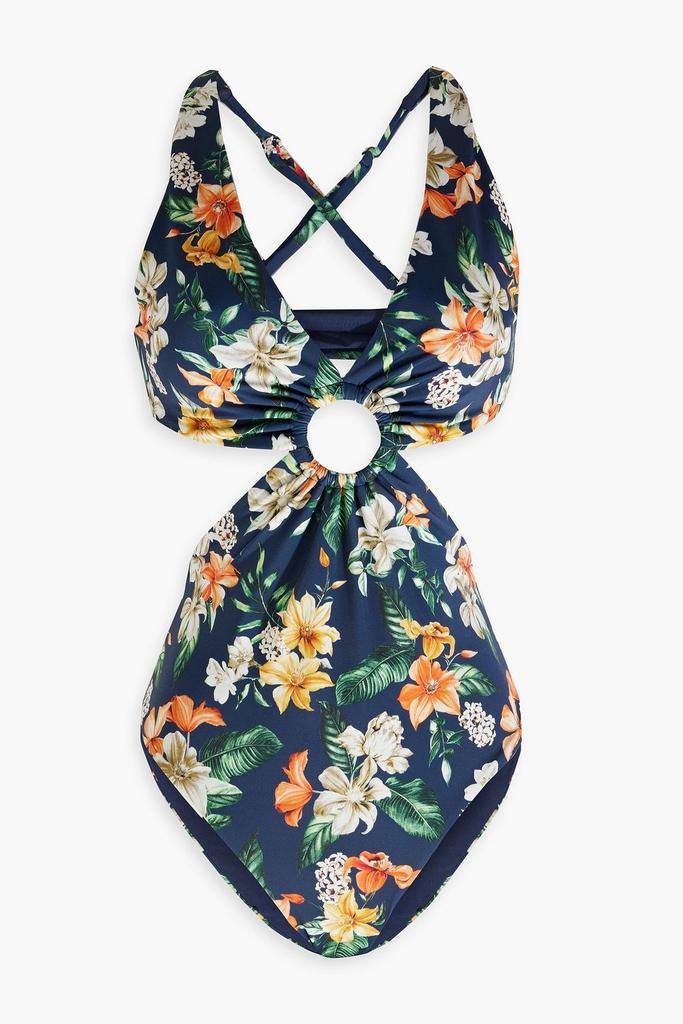 Onia Cutout floral-print swimsuit