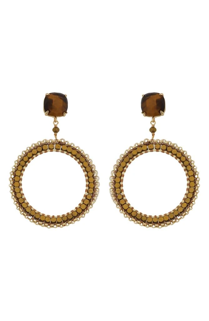 Panacea Brown Beaded Circle Drop Earrings