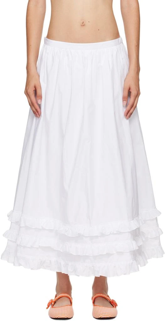 Molly Goddard White Olive Midi Skirt 1