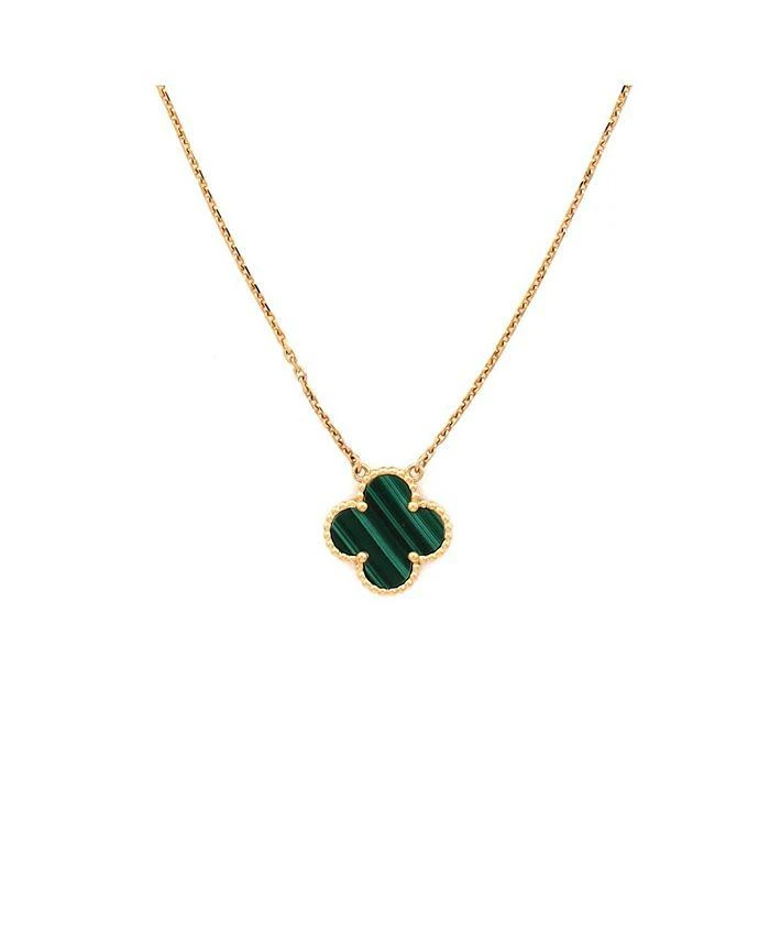 Pre-Owned Van Cleef 
Arpels Vintage Alhambra Pendant Necklace 18K Gold and Malachite, 16.25"