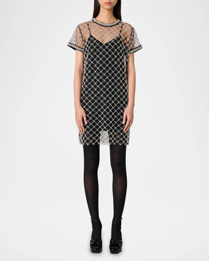 Maje Rione Sizelle Embellished Sheer Tulle Mini Dress 2