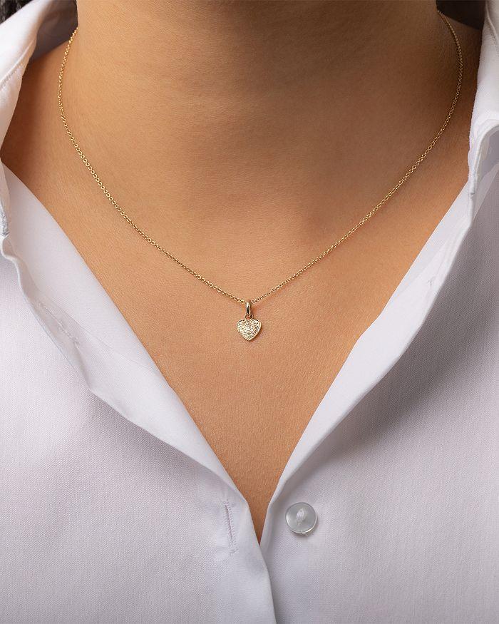 Zoe Lev 14K Yellow Gold Diamond Cluster Small Heart Charm Pendant