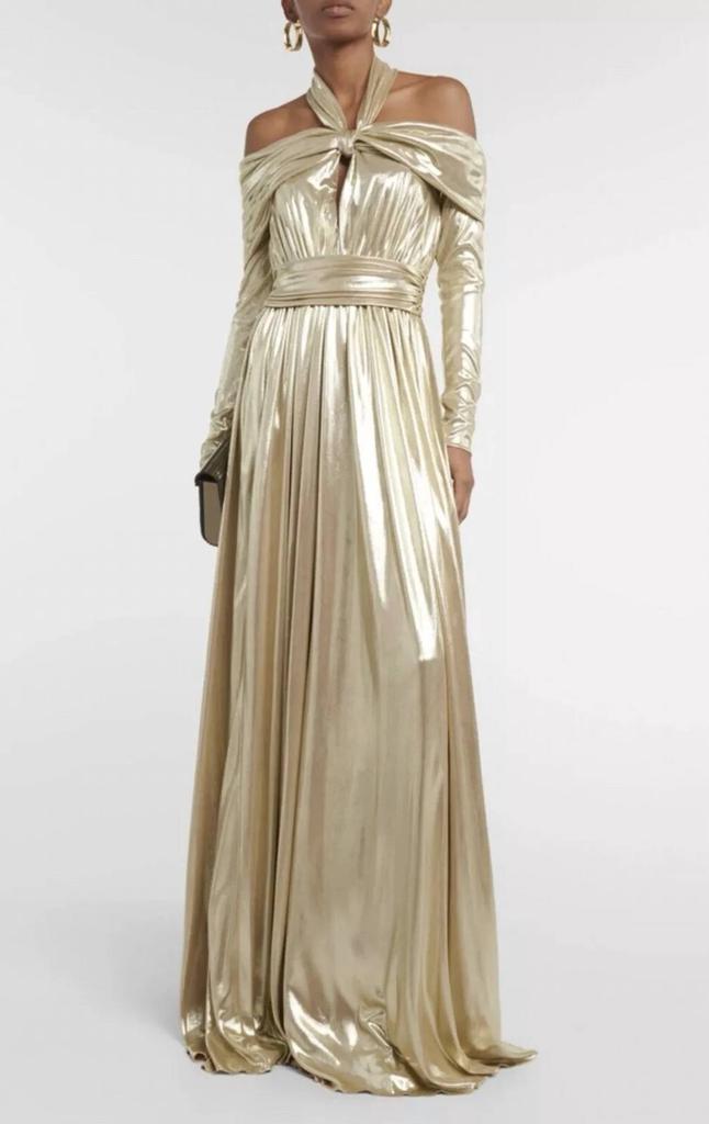 Giambattista Valli Giambattista Valli - Halter Neck Draped Bodice Laminated Jersey Gown