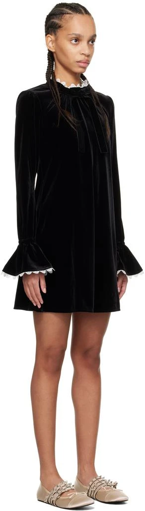 Ganni Black Velvet Jersey A-Line Minidress 2