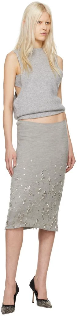 Christopher Esber Gray Crystal Cluster Midi Skirt 4