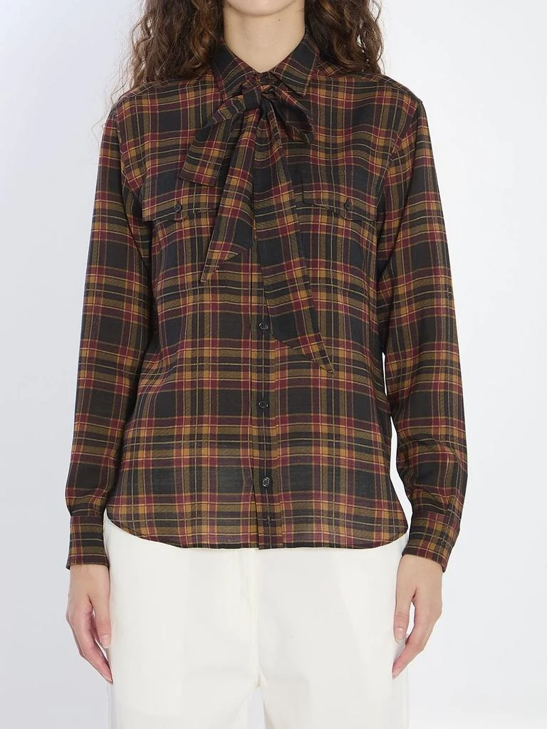 Yves Saint Laurent Saint Laurent Cassandre Lavallière Tartan Shirt from Cettire