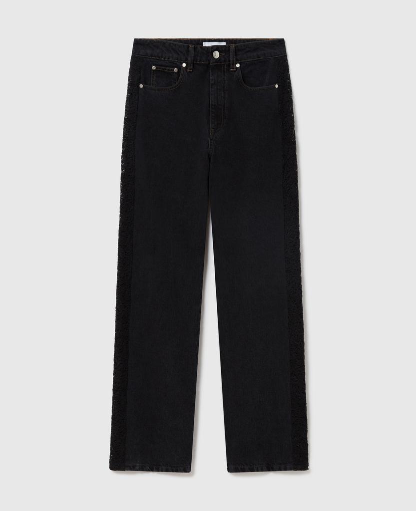 Stella McCartney Stella McCartney - Lace High-Rise Straight Leg Jeans, Woman, Black, Size: 27