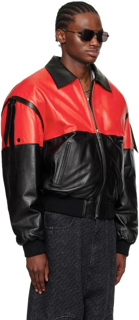 LU'U DAN Red & Black 80's Leather Bomber Jacket 2