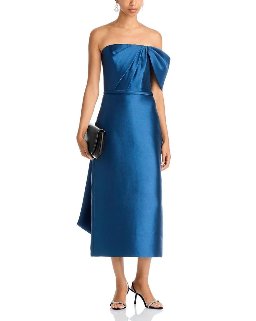 Amsale Bow Shoulder Midi Dress 2