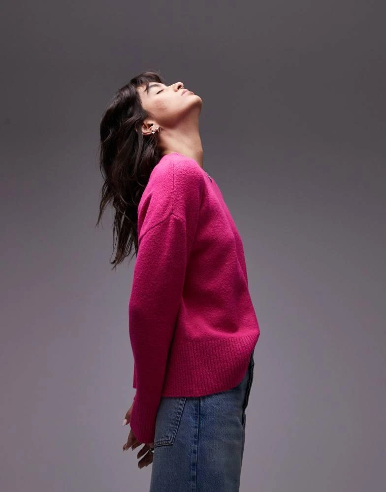 & Other Stories & Other Stories crew neck jumper in bright pink 4