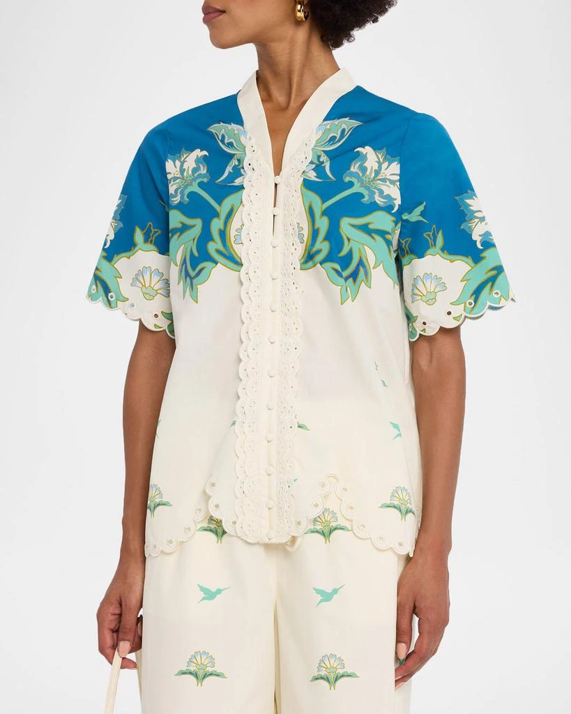 Mestiza New York Cortez Scalloped Floral-Print Cotton Shirt 4