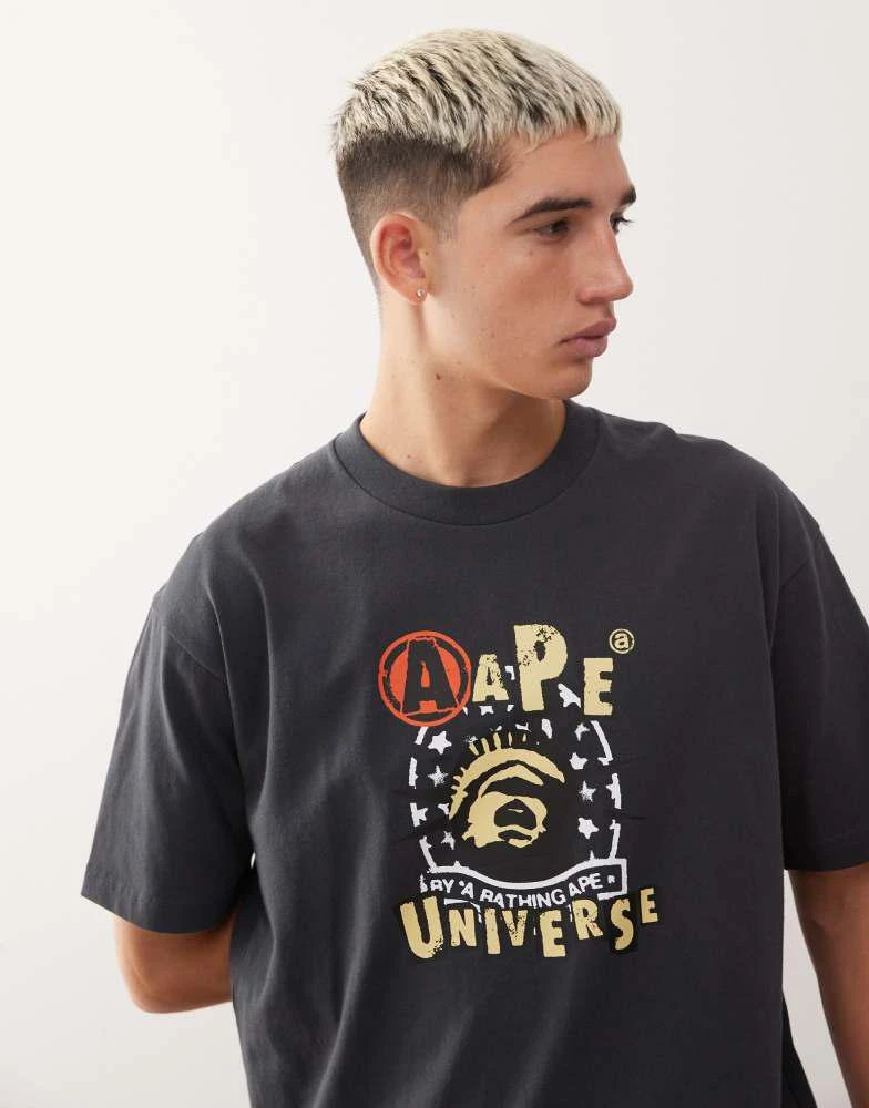 AAPE Aape by A Bathing Ape boxy t-shirt in black with front logo print 5