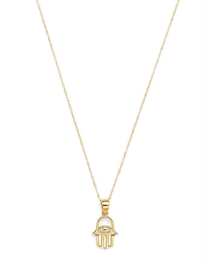 Moon & Meadow Hamsa Hand Pendant Necklace in 14K Yellow Gold, 16" - Exclusive