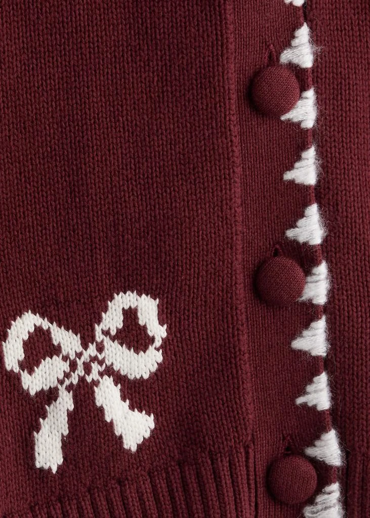 Kitri Polly bow-intarsia cotton-blend cardigan 5