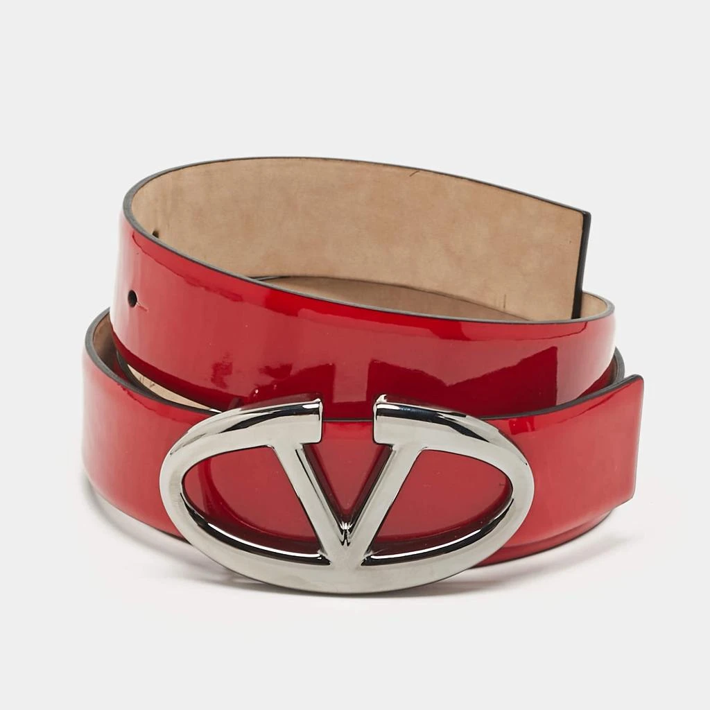 Valentino Valentino Red Patent Leather VLogo Buckle Belt 85 CM 1