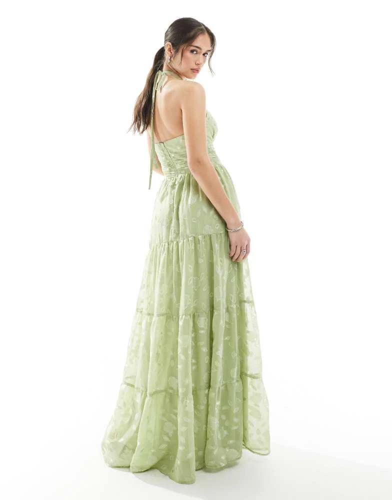 slim fit dress slacks Maya Emerald Green V Neck Stripe Embellished Maxi Dress – Style for your  Shape main image 0